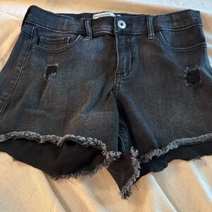 Abercrombie Kids Black Jean Shorts Distressed Frayed Hem